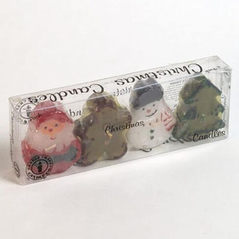 Christmas Themed Shaped Decorative Candle Set - Santa, Gingerbread, Snowman, Christmas Tree - 2.5 Inches Tall in Saudi Arabia