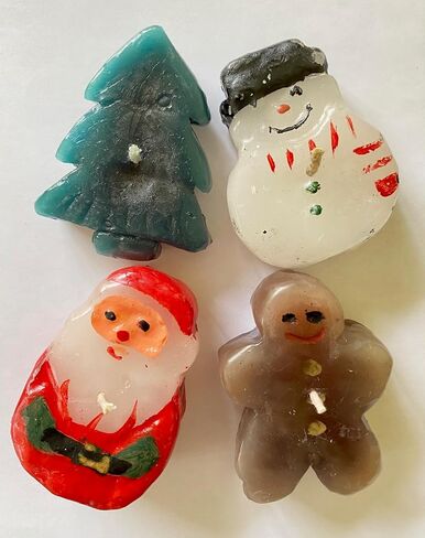 Christmas Themed Shaped Decorative Candle Set - Santa, Gingerbread, Snowman, Christmas Tree - 2.5 Inches Tall in Saudi Arabia
