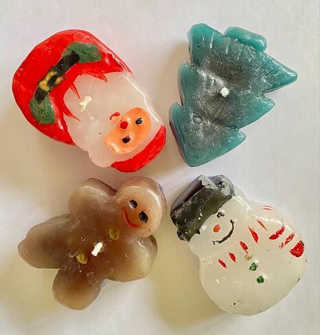Christmas Themed Shaped Decorative Candle Set - Santa, Gingerbread, Snowman, Christmas Tree - 2.5 Inches Tall in Saudi Arabia