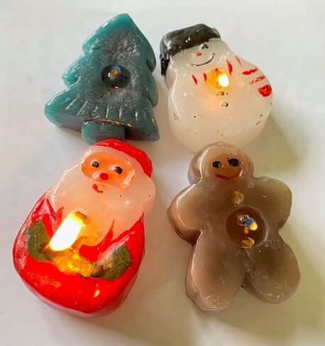 Christmas Themed Shaped Decorative Candle Set - Santa, Gingerbread, Snowman, Christmas Tree - 2.5 Inches Tall in Saudi Arabia