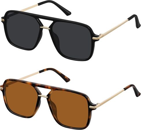 Fanshen Trendy Sunglasses Womens Men, Square Aviator Polarized Sun Glasses UV Protection for Driving, Travel & Everyday Wear in Kuwait