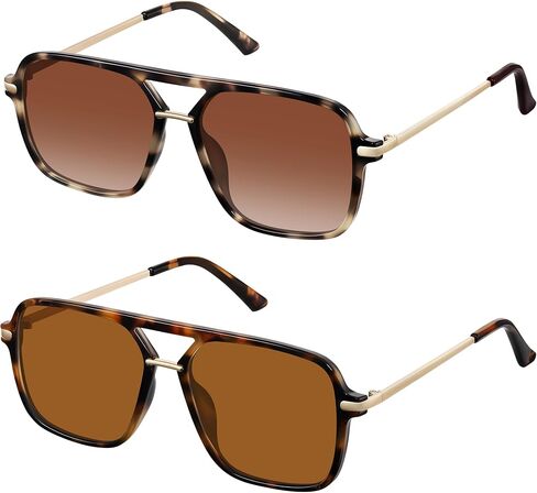 Fanshen Trendy Sunglasses Womens Men, Square Aviator Polarized Sun Glasses UV Protection for Driving, Travel & Everyday Wear in Kuwait