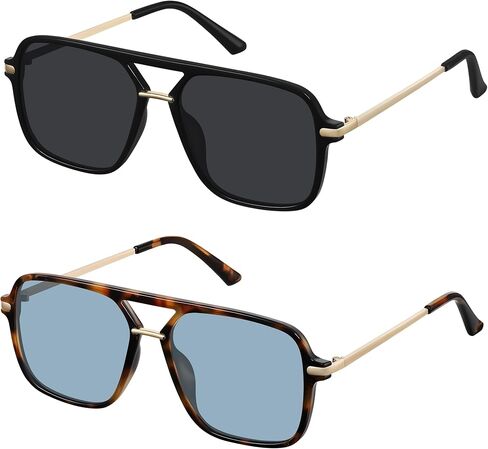Fanshen Trendy Sunglasses Womens Men, Square Aviator Polarized Sun Glasses UV Protection for Driving, Travel & Everyday Wear in Kuwait