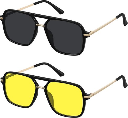 Fanshen Trendy Sunglasses Womens Men, Square Aviator Polarized Sun Glasses UV Protection for Driving, Travel & Everyday Wear in Kuwait