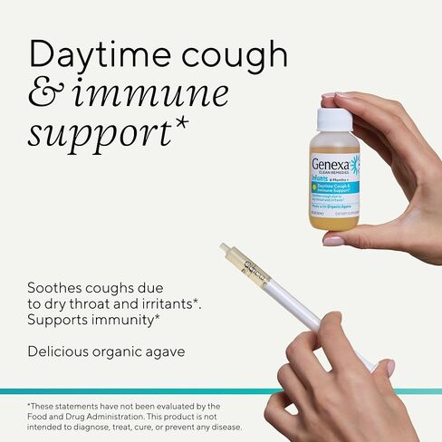 Genexa Baby Cough & Immune Support | 6 Months+ | Made Clean with Organic Agave & Zinc | Cough Syrup for Babies & Toddlers | Soothes Infant Cough & Supports Immune Health | 2 Fl Oz in Kuwait