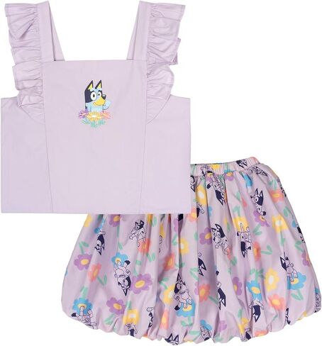 Bluey Girls Tank Top and Bubble Skort Outfit Set Toddler to Big Kid Sizes (2T - 14-16) in Kuwait