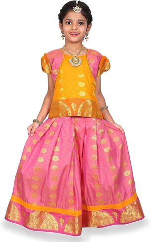 kaatru Thana Silk Girls Pavadai Set (D30) - Lehenga Choli (Prince Size Chart) in Saudi Arabia