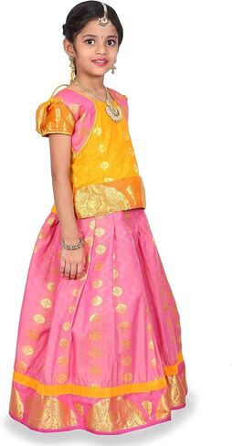 kaatru Thana Silk Girls Pavadai Set (D30) - Lehenga Choli (Prince Size Chart) in Saudi Arabia