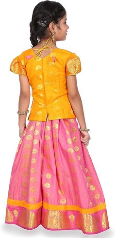 kaatru Thana Silk Girls Pavadai Set (D30) - Lehenga Choli (Prince Size Chart) in Saudi Arabia