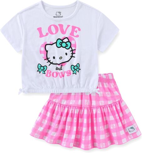 طقم تي شيرت وتنورة بأكمام قصيرة للفتيات من Hello Kitty Sanrio للأطفال الكبار in Kuwait