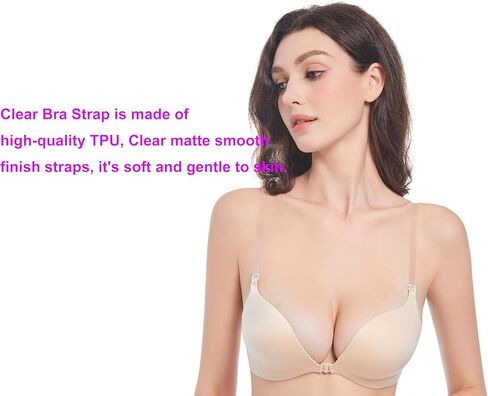 Clear Bra Straps, 4 Pairs Invisible Adjustable Shoulder Bra Strap Soft Non-Slip Transparent Shoulder Strap in Saudi Arabia