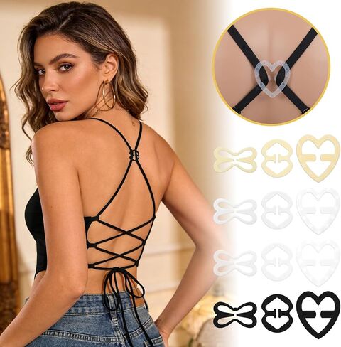 Nogeqi 15 Pcs Bra Strap Clips, Bra Clips to Make Racerback, Bra Strap Holders for Slipping,Bra Straps, Adjustable Conceal Bra Clip for Full Cup Size, Bra Converter Cleavage in Kuwait