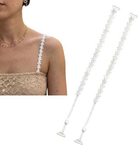 Moly Story White Floral Bra Straps, Decorative Spaghetti Bra Strap Replacement, Adjustable Shoulder Straps for Bras, Dresses in Saudi Arabia