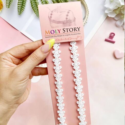 Moly Story White Floral Bra Straps, Decorative Spaghetti Bra Strap Replacement, Adjustable Shoulder Straps for Bras, Dresses in Saudi Arabia