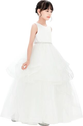 ekidsbridal القلب انقطاع الكشكشة تنورة زهرة فتاة فساتين للرقص الأب ابنة 329 in Kuwait