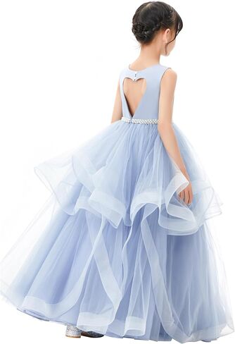 ekidsbridal القلب انقطاع الكشكشة تنورة زهرة فتاة فساتين للرقص الأب ابنة 329 in Kuwait