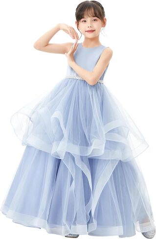 ekidsbridal القلب انقطاع الكشكشة تنورة زهرة فتاة فساتين للرقص الأب ابنة 329 in Kuwait