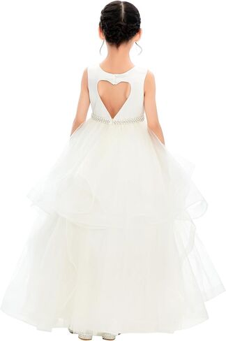 ekidsbridal القلب انقطاع الكشكشة تنورة زهرة فتاة فساتين للرقص الأب ابنة 329 in Kuwait