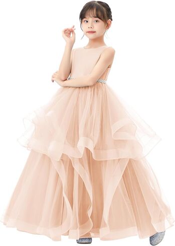 ekidsbridal القلب انقطاع الكشكشة تنورة زهرة فتاة فساتين للرقص الأب ابنة 329 in Kuwait