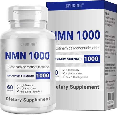 NMN 1000mg Per Serving Maximum Strength - 99% Pure NMN (Nicotinamide Mononucleotide) for NAD, Cell, Immune, Energy, Stabilized NMN Supplements 1000mg - 60 Veggie Capsules in Saudi Arabia
