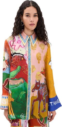ALÉMAIS Women's Mlak Silk Button Down Shirt in Saudi Arabia