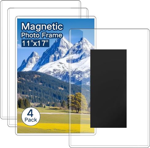 4 Pack Magnetic Picture Frame, 8x10 Inches Magnetic Photo Holders for Fridge, Magnetic Photo Frames for Refrigerator, Home, School, Office, Horizontally or Vertically in Saudi Arabia
