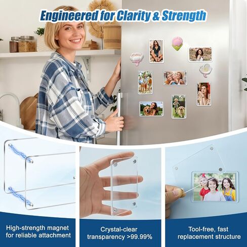 10 Pack Acrylic Fridge Magnetic Frame for Polaroid, 2.36x3.54 Inch Mini Picture Frames for Fujifilm Instax Mini, Clear Magnet Frames for Refrigerator, Double Sided Wallet Size Magnetic Photo Frame in Saudi Arabia