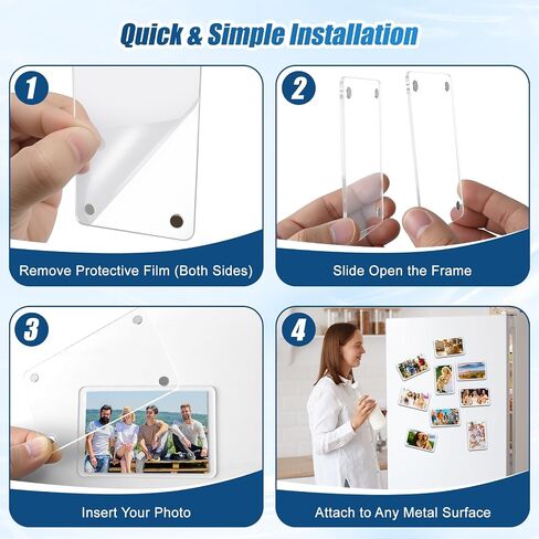 10 Pack Acrylic Fridge Magnetic Frame for Polaroid, 2.36x3.54 Inch Mini Picture Frames for Fujifilm Instax Mini, Clear Magnet Frames for Refrigerator, Double Sided Wallet Size Magnetic Photo Frame in Saudi Arabia