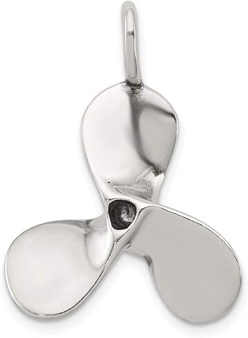 Solid 925 Sterling Silver 3D Antiqued Large Boat Propeller Charm in Kuwait