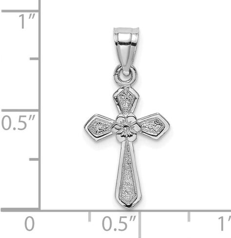 FJC Finejewelers صليب صغير من الذهب الأبيض عيار 14 قيراطًا مع سحر الزهرة in Kuwait