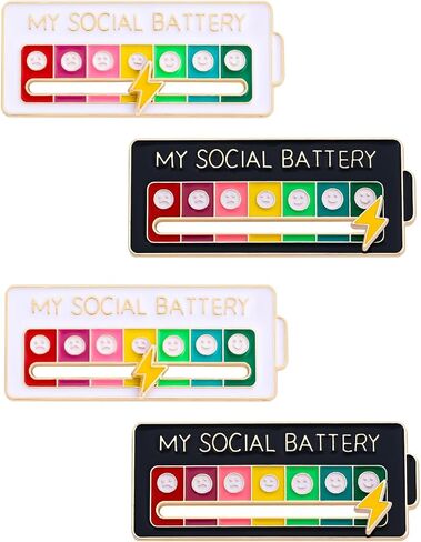 4PCS Social Battery Slider Pin: Enamel 7-Day a week Interactive Mood Badge for Introverts, Creative and Humorous Brooch Suitable for Backpacks, Clothing, Hats, Bags, and Scarves in Kuwait