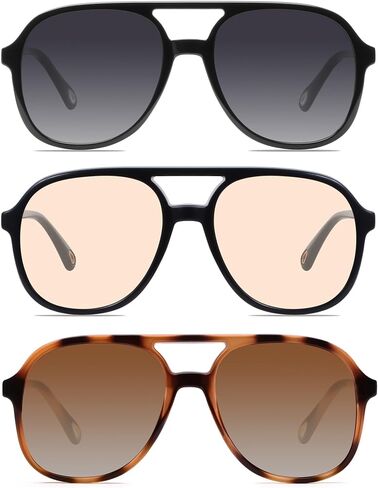 YDAOWKN Retro Square Aviator Sunglasses for Womens Mens Vintage 70s Double Bridge Sun Glasses in Saudi Arabia