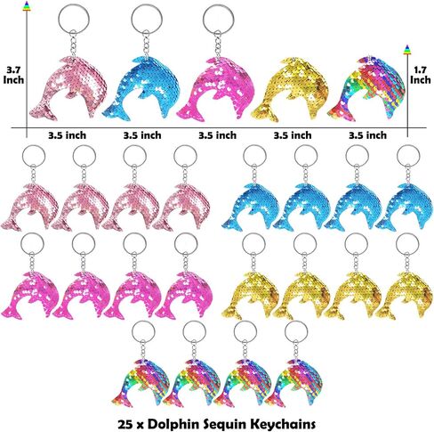 CiciBear 25 Pack Dolphin Sequin Keychains for Ocean Themed Party Favors, Kids and Adults Birthday Gift, Baby Shower, Party, 5 Colors in Saudi Arabia