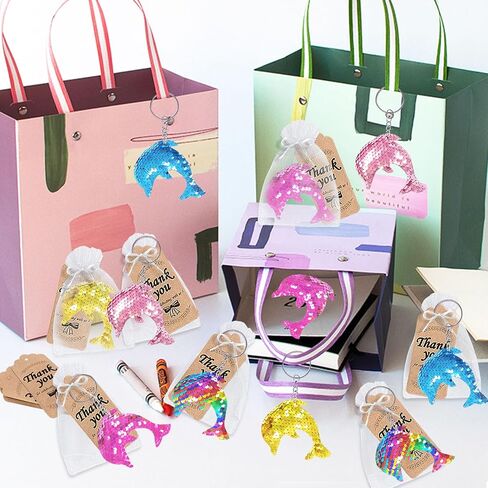 CiciBear 25 Pack Dolphin Sequin Keychains for Ocean Themed Party Favors, Kids and Adults Birthday Gift, Baby Shower, Party, 5 Colors in Saudi Arabia