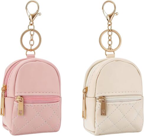 2Pcs Mini Bag Keychain Organizers, PU Leather Pendant for Lipstick Cards in Saudi Arabia