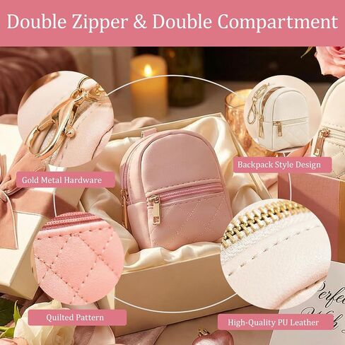 2Pcs Mini Bag Keychain Organizers, PU Leather Pendant for Lipstick Cards in Saudi Arabia