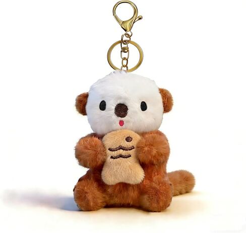 Otter Keychain, Bag Charm Plush Pendant for Women Teens with Handbags Backpacks Car Key Exquisite Birthday Gift in Saudi Arabia