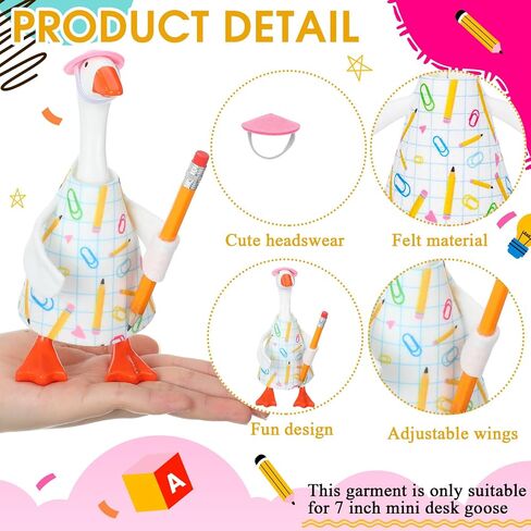 Hahafelt 4 Sets Back to School Mini Desk Goose Outfits 7 Inch Magnetic Silly Goose Statue Keychain Felt Clothing for Holiday Party Nursery Classroom Decor (Mixed Style) in Kuwait