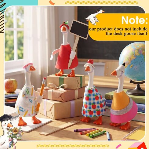 Hahafelt 4 Sets Back to School Mini Desk Goose Outfits 7 Inch Magnetic Silly Goose Statue Keychain Felt Clothing for Holiday Party Nursery Classroom Decor (Mixed Style) in Kuwait