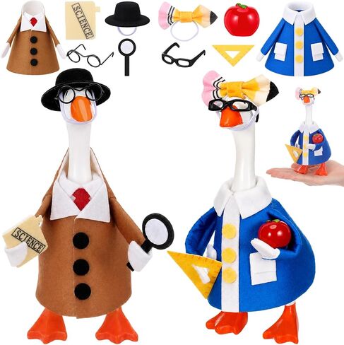 Hahafelt 4 Sets Back to School Mini Desk Goose Outfits 7 Inch Magnetic Silly Goose Statue Keychain Felt Clothing for Holiday Party Nursery Classroom Decor (Mixed Style) in Kuwait