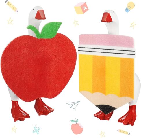 Hahafelt 4 Sets Back to School Mini Desk Goose Outfits 7 Inch Magnetic Silly Goose Statue Keychain Felt Clothing for Holiday Party Nursery Classroom Decor (Mixed Style) in Kuwait