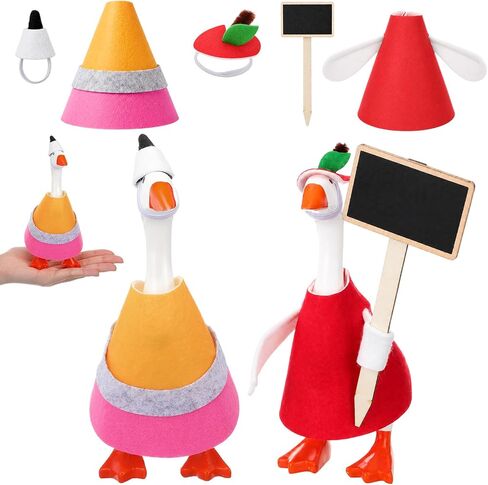 Hahafelt 4 Sets Back to School Mini Desk Goose Outfits 7 Inch Magnetic Silly Goose Statue Keychain Felt Clothing for Holiday Party Nursery Classroom Decor (Mixed Style) in Kuwait