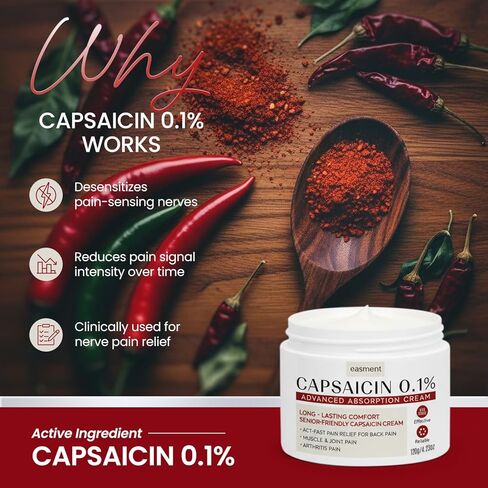 Capsaicin Pain Relief Cream – Topical Arthritis & Muscle Pain Relief for Joint, Nerve & Back Pain – Medicated Pain Cream with Capsaicin 0.1% – Arnica, Aloe & Chamomile, 4.23 Fl Oz in Saudi Arabia