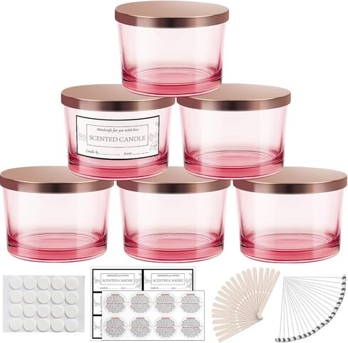 CONNOO 8 Pack 12 OZ Black Glass Wide Mouth Candle Jars for Making Candles with Airtight Bamboo Lids Nice Sticky Warning Labels for Candle Making Empty Container Bulk - Dishwasher Safe in Saudi Arabia