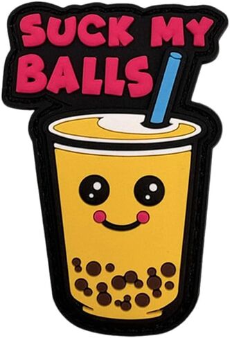 Milk Tea Cup Morale Patch, PVC Soft Rubber, 3D Tactical Patch with Hook Fastener, Night Light, 3.15 x 2.13 Inches in Kuwait