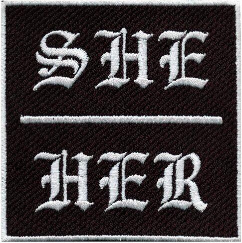 She Her Pronouns Patch Female Gender Embroidered Iron On in Kuwait