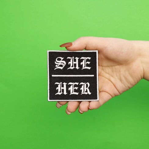 She Her Pronouns Patch Female Gender Embroidered Iron On in Kuwait