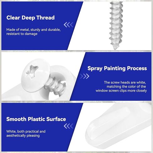 Window Screen Clips with Screws, 20 Pack Screen Fastener Hardware with Screws, Window Holder Clips, Storm Window Hold Clips, White ABS, Secure Fit for Storm Windows in Saudi Arabia
