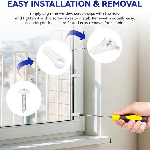 Window Screen Clips with Screws, 20 Pack Screen Fastener Hardware with Screws, Window Holder Clips, Storm Window Hold Clips, White ABS, Secure Fit for Storm Windows in Saudi Arabia