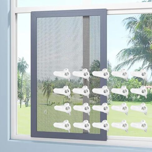 Window Screen Clips with Screws, 20 Pack Screen Fastener Hardware with Screws, Window Holder Clips, Storm Window Hold Clips, White ABS, Secure Fit for Storm Windows in Saudi Arabia